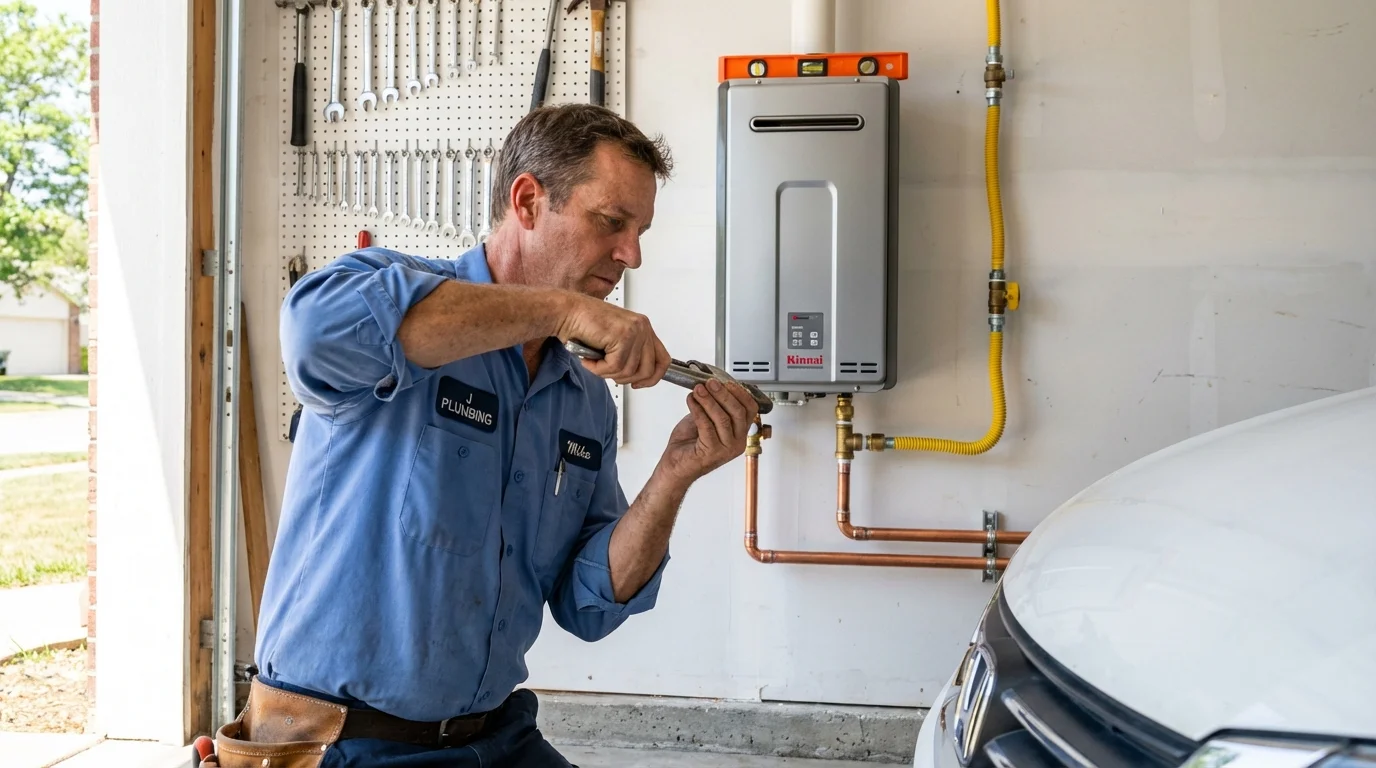Tankless water heater installation by a Johns Plumbing LLC plumber in Sapulpa